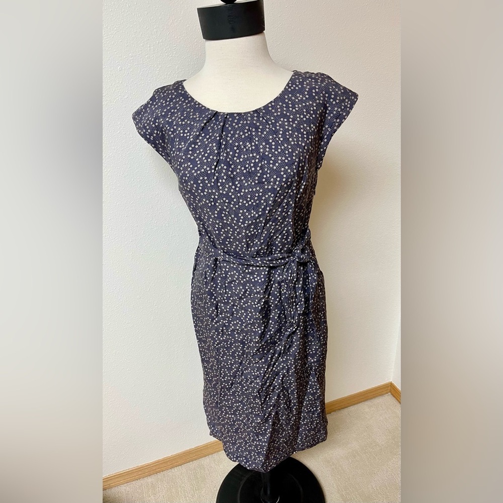 Boden silk blend blue dress with polka dots. Women’s size 6R